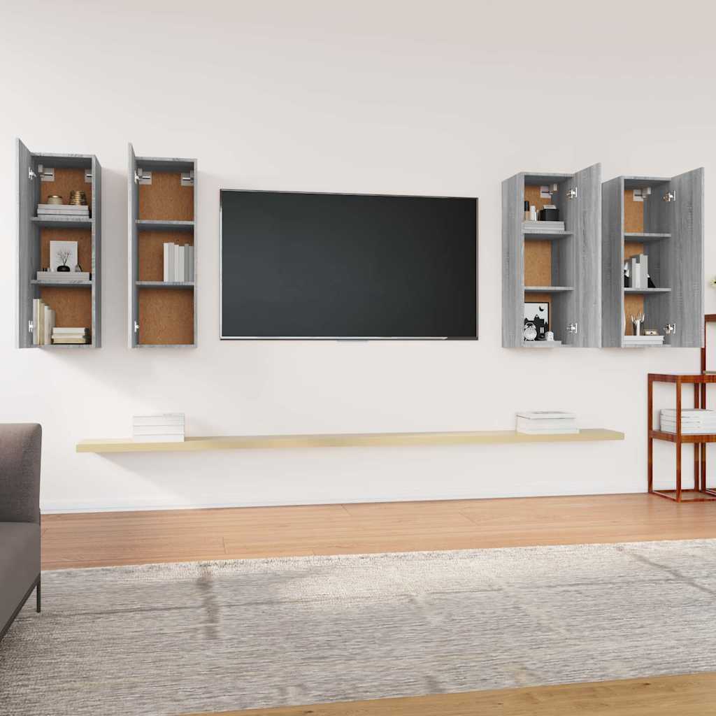4 Piece TV Cabinet Set Grey Sonoma 30,5x30x90 cm Engineered Wood