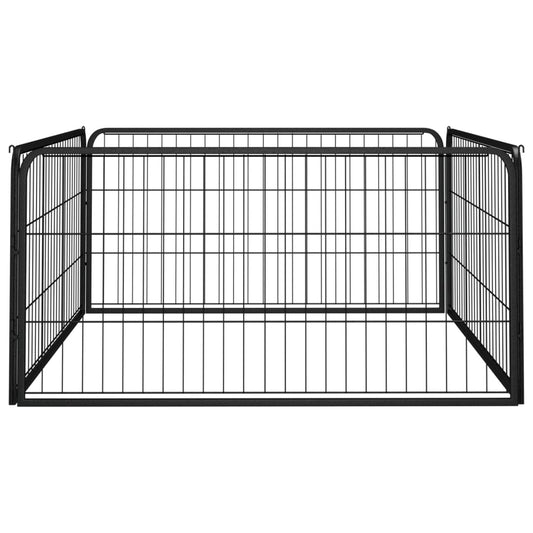 Dog Playpen 4 Panels Black 100x50 cm Powder-coated Steel