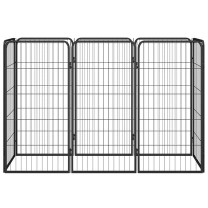 8-Panel Dog Playpen Black 50x100 cm Powder-coated Steel
