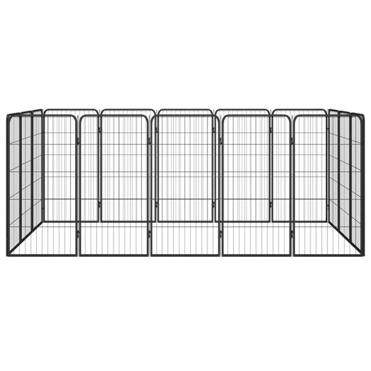 16-Panel Dog Playpen Black 50x100 cm Powder-coated Steel