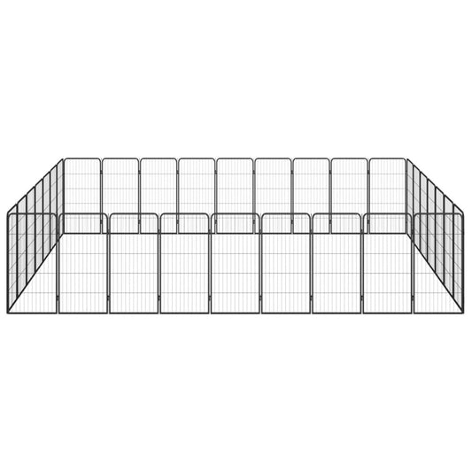 32-Panel Dog Playpen Black 50x100 cm Powder-coated Steel