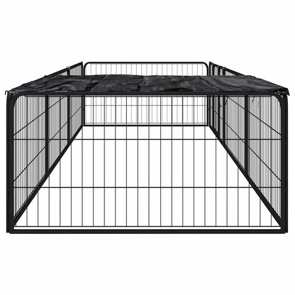 8-Panel Dog Playpen Black 100x50 cm Powder-coated Steel