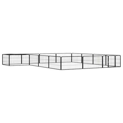 16-Panel Dog Playpen Black 100x50 cm Powder-coated Steel