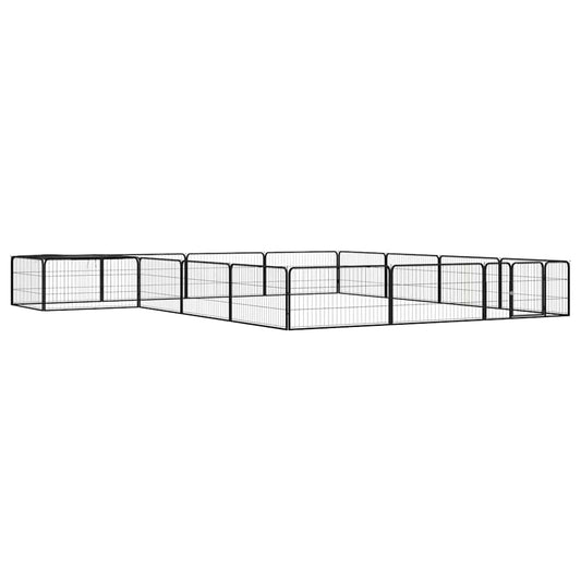 16-Panel Dog Playpen Black 100x50 cm Powder-coated Steel