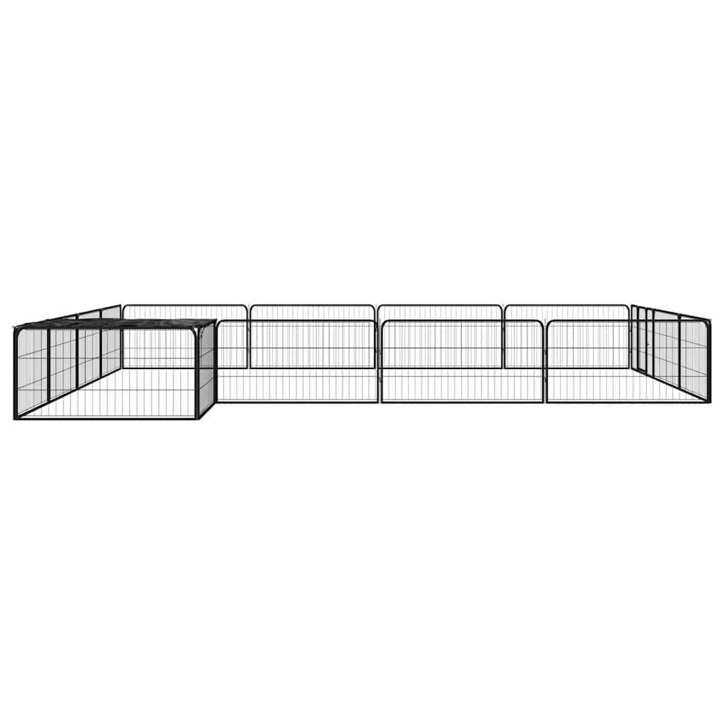 16-Panel Dog Playpen Black 100x50 cm Powder-coated Steel