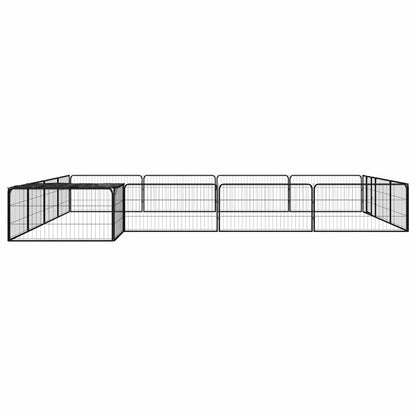 16-Panel Dog Playpen Black 100x50 cm Powder-coated Steel