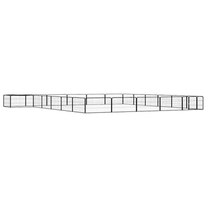 24-Panel Dog Playpen Black 100x50 cm Powder-coated Steel
