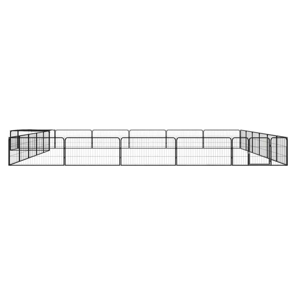 24-Panel Dog Playpen Black 100x50 cm Powder-coated Steel