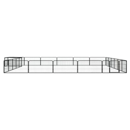 24-Panel Dog Playpen Black 100x50 cm Powder-coated Steel