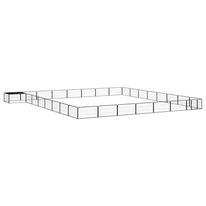 32-Panel Dog Playpen Black 100x50 cm Powder-coated Steel