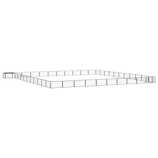 44-Panel Dog Playpen Black 100x50 cm Powder-coated Steel