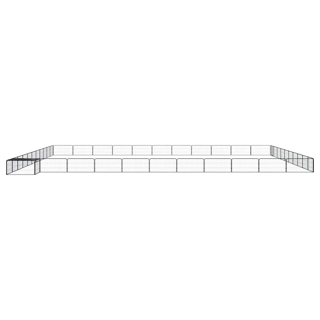44-Panel Dog Playpen Black 100x50 cm Powder-coated Steel