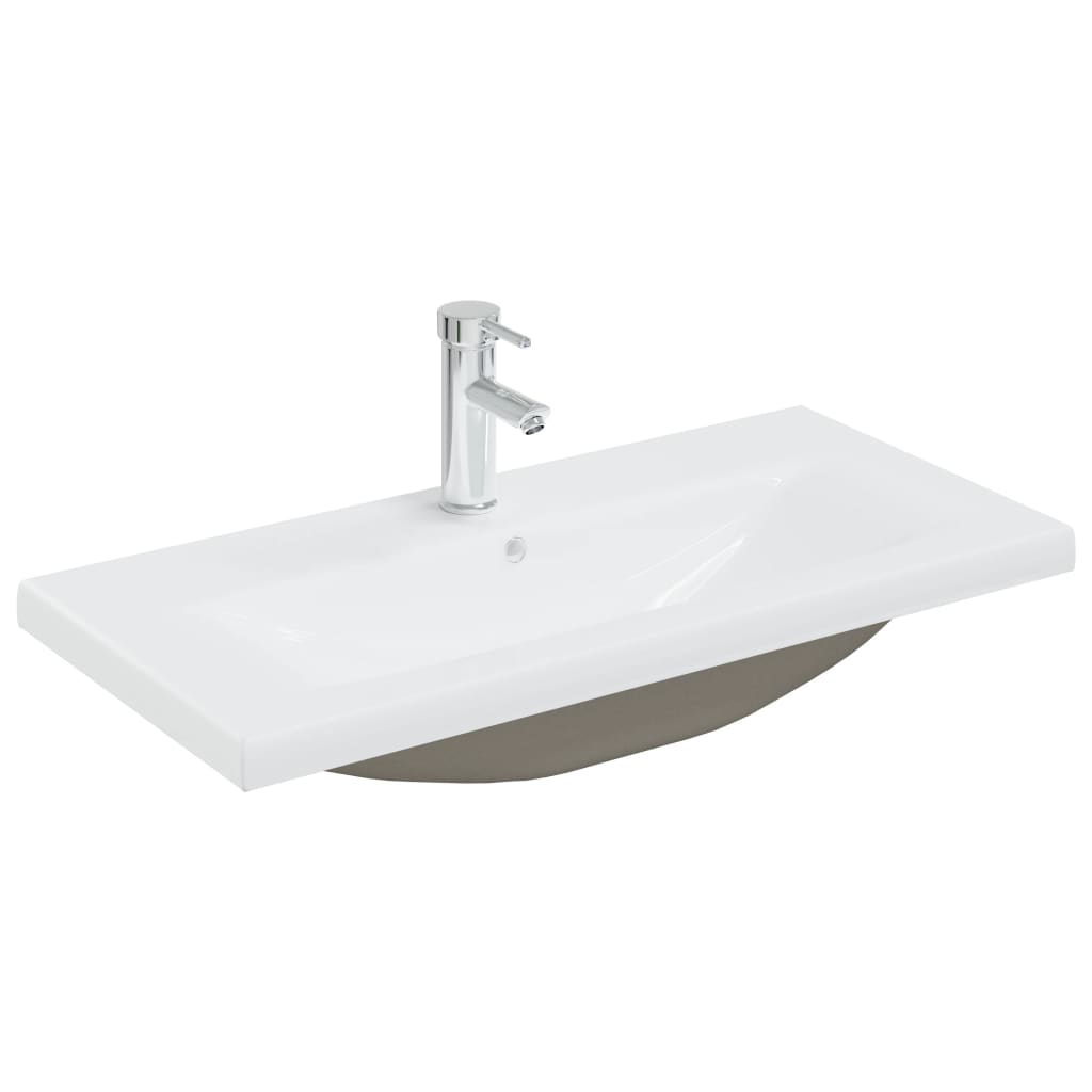 Sink Cabinet with Built-in Basin Smoked Oak Engineered Wood