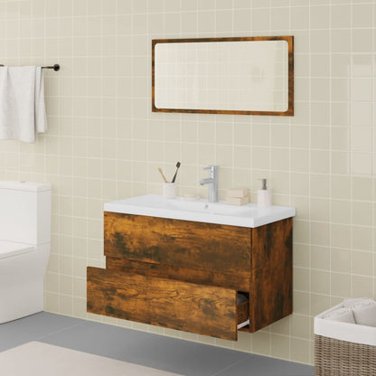 Bathroom Furniture Set | Smoked Oak, White | Engineered Wood | Medium