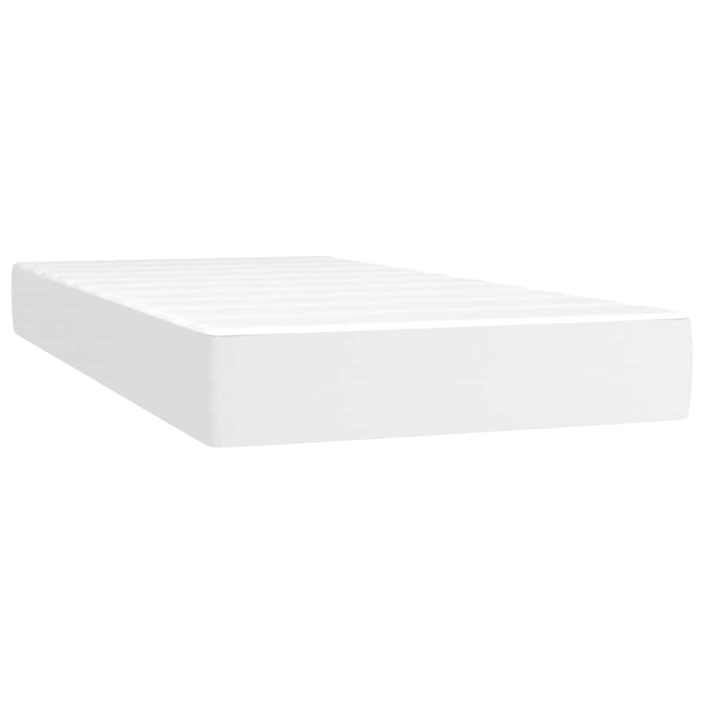 Pocket Spring Bed Mattress White 100x190x20cm Twin Faux Leather