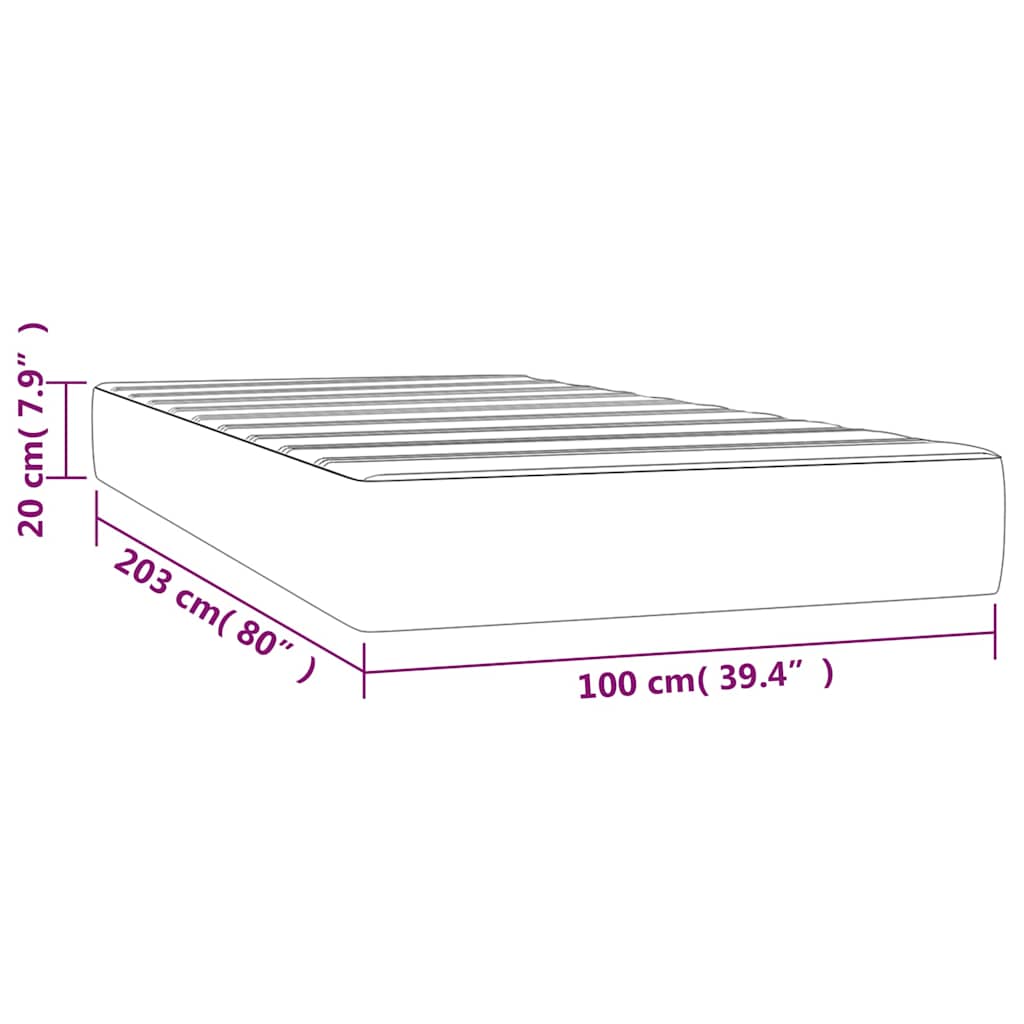 Pocket Spring Bed Mattress Medium Light Grey 100x203x20 cm
