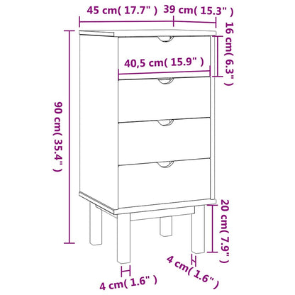 Drawer Cabinet"OTTA" 45x39x90cm Solid Wood Pine