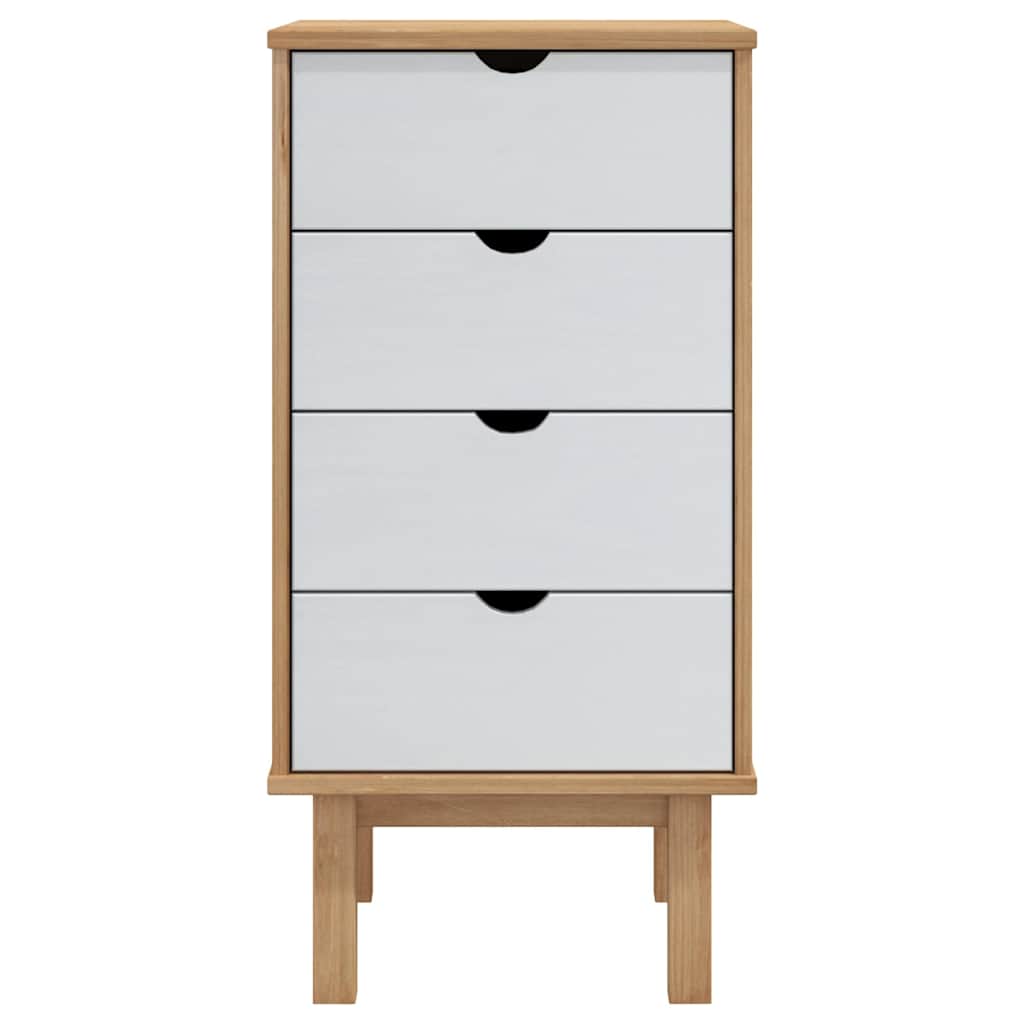 Drawer Cabinet"OTTA" Brown&White 45x39x90cm Solid Wood Pine