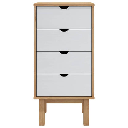 Drawer Cabinet"OTTA" Brown&White 45x39x90cm Solid Wood Pine