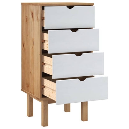 Drawer Cabinet"OTTA" Brown&White 45x39x90cm Solid Wood Pine