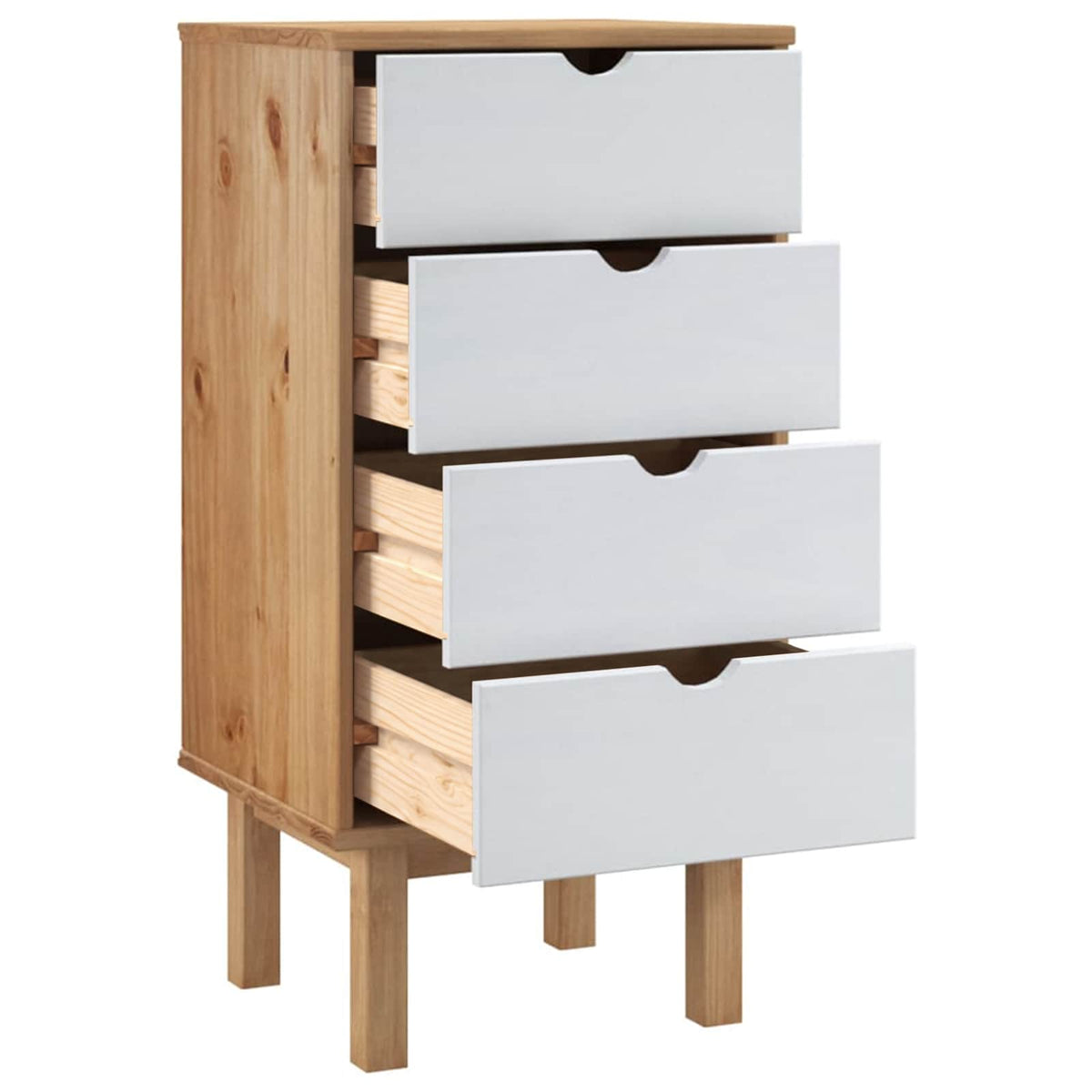 Drawer Cabinet"OTTA" Brown&White 45x39x90cm Solid Wood Pine