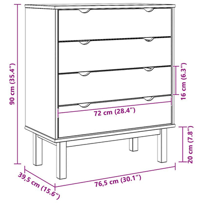 Drawer Cabinet OTTA 76.5x39.5x90cm Solid Wood Pine