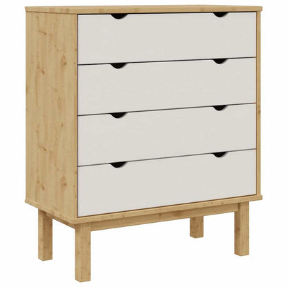 Drawer Cabinet"OTTA" Brown&White 76,5x39,5x90cm Solid Wood Pine