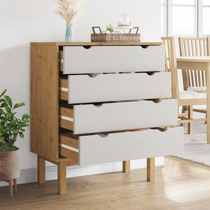 Drawer Cabinet OTTA Brown&White 76.5x39.5x90cm Solid Wood Pine