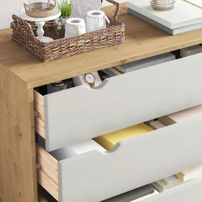 Drawer Cabinet"OTTA" Brown&White 76,5x39,5x90cm Solid Wood Pine