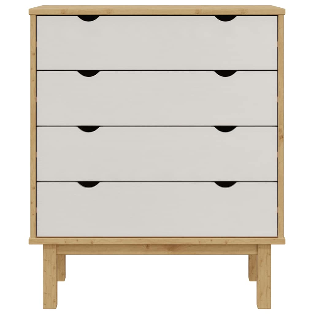 Drawer Cabinet"OTTA" Brown&White 76,5x39,5x90cm Solid Wood Pine