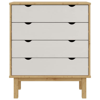Drawer Cabinet"OTTA" Brown&White 76,5x39,5x90cm Solid Wood Pine