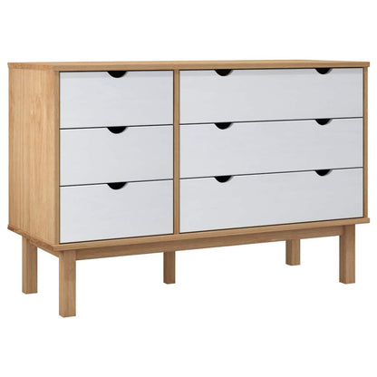 Drawer Cabinet"OTTA"Brown&White 111x43x73,5 cm Solid Wood Pine