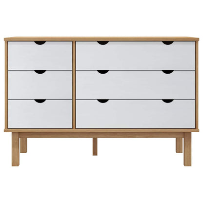Drawer Cabinet"OTTA"Brown&White 111x43x73,5 cm Solid Wood Pine