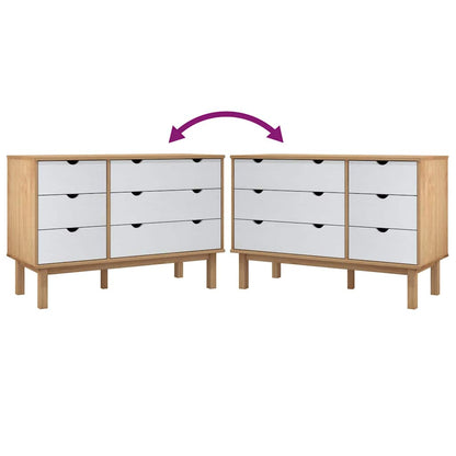 Drawer Cabinet"OTTA"Brown&White 111x43x73,5 cm Solid Wood Pine