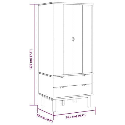 Wardrobe "OTTA" 76,5x53x172 cm Solid Wood Pine