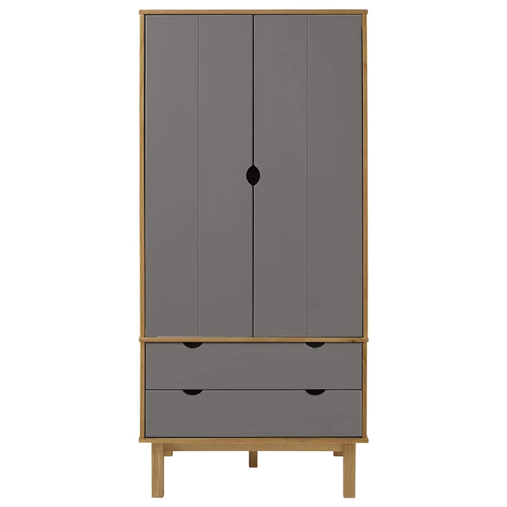 Wardrobe "OTTA" Brown and Grey 76,5x53x172 cm Solid Wood Pine