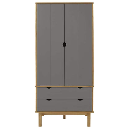 Wardrobe "OTTA" Brown and Grey 76,5x53x172 cm Solid Wood Pine