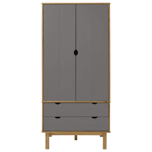 Wardrobe "OTTA" Brown and Grey 76,5x53x172 cm Solid Wood Pine