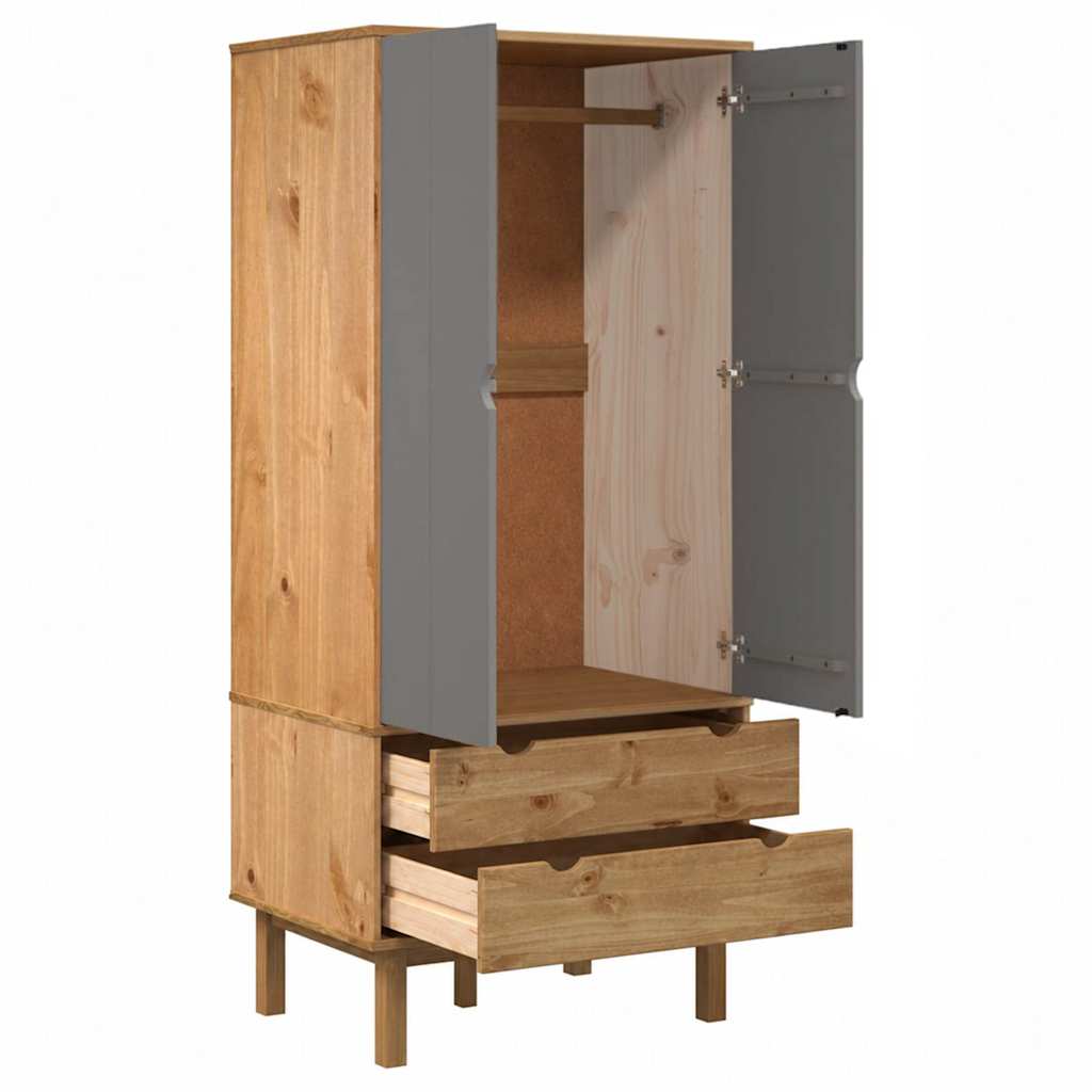 Wardrobe "OTTA" Brown and Grey 76,5x53x172 cm Solid Wood Pine