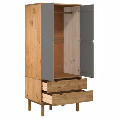 Wardrobe "OTTA" Brown and Grey 76,5x53x172 cm Solid Wood Pine