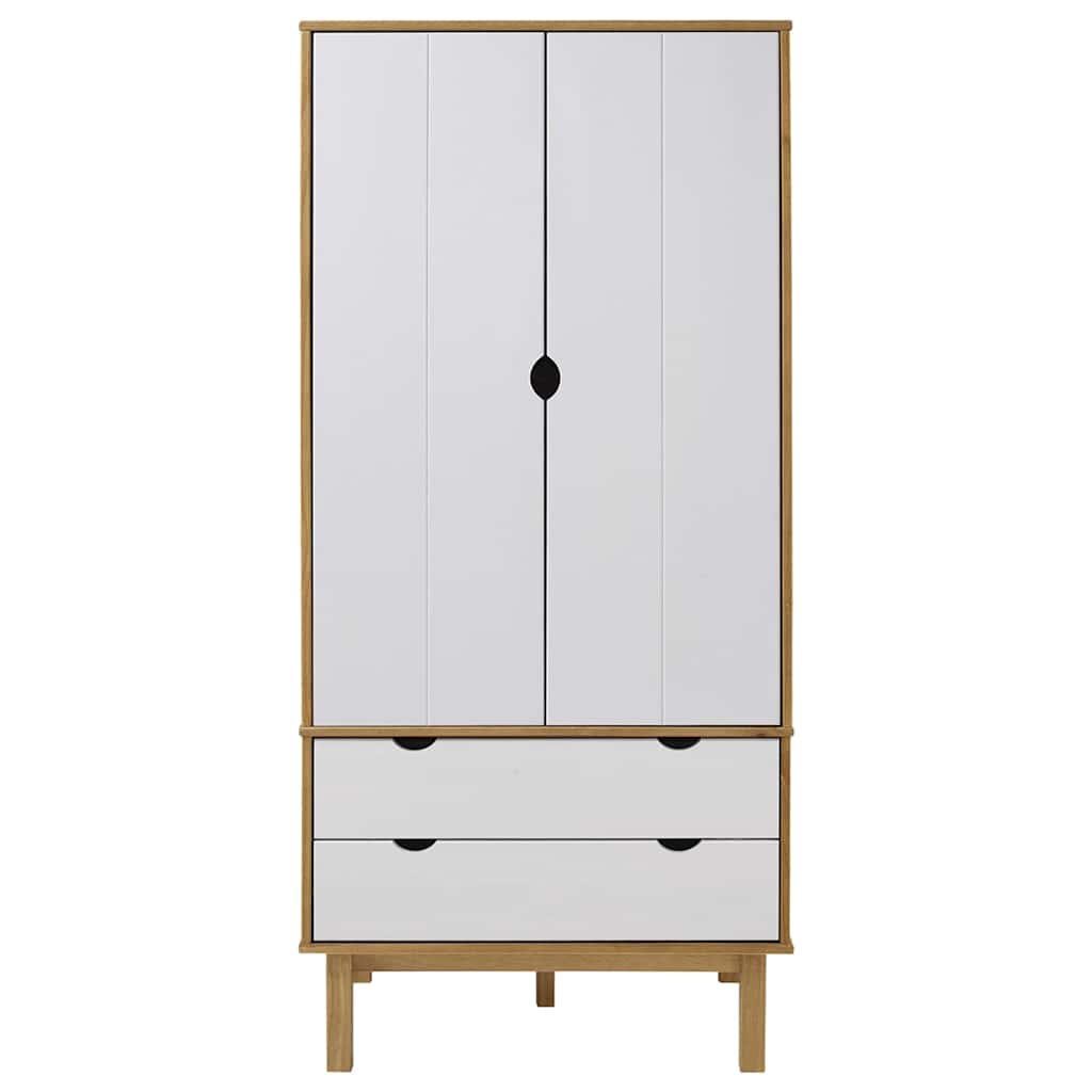 Wardrobe "OTTA" Brown and White 76,5x53x172 cm Solid Wood Pine