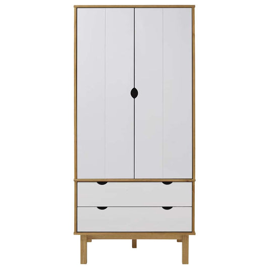 Wardrobe "OTTA" Brown and White 76,5x53x172 cm Solid Wood Pine