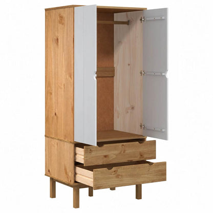 Wardrobe "OTTA" Brown and White 76,5x53x172 cm Solid Wood Pine