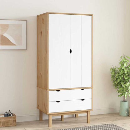 Wardrobe "OTTA" Brown and White 76,5x53x172 cm Solid Wood Pine
