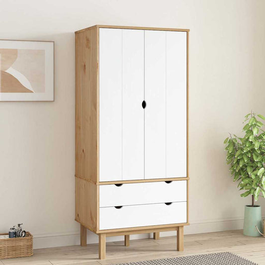 Wardrobe "OTTA" Brown and White 76,5x53x172 cm Solid Wood Pine