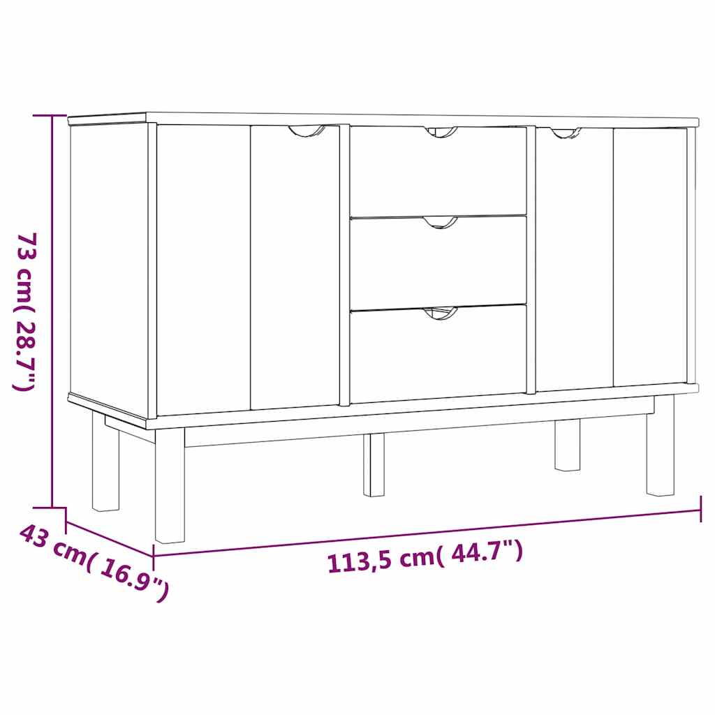 Sideboard "OTTA" 113,5x43x73 cm Solid Wood Pine