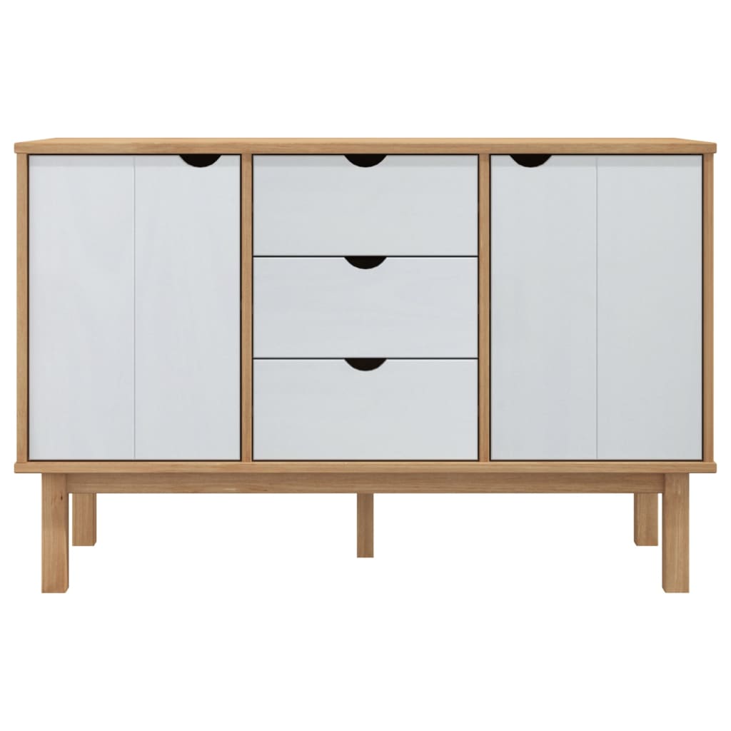 Sideboard OTTA Brown and White 113.5x43x73 cm Solid Wood Pine