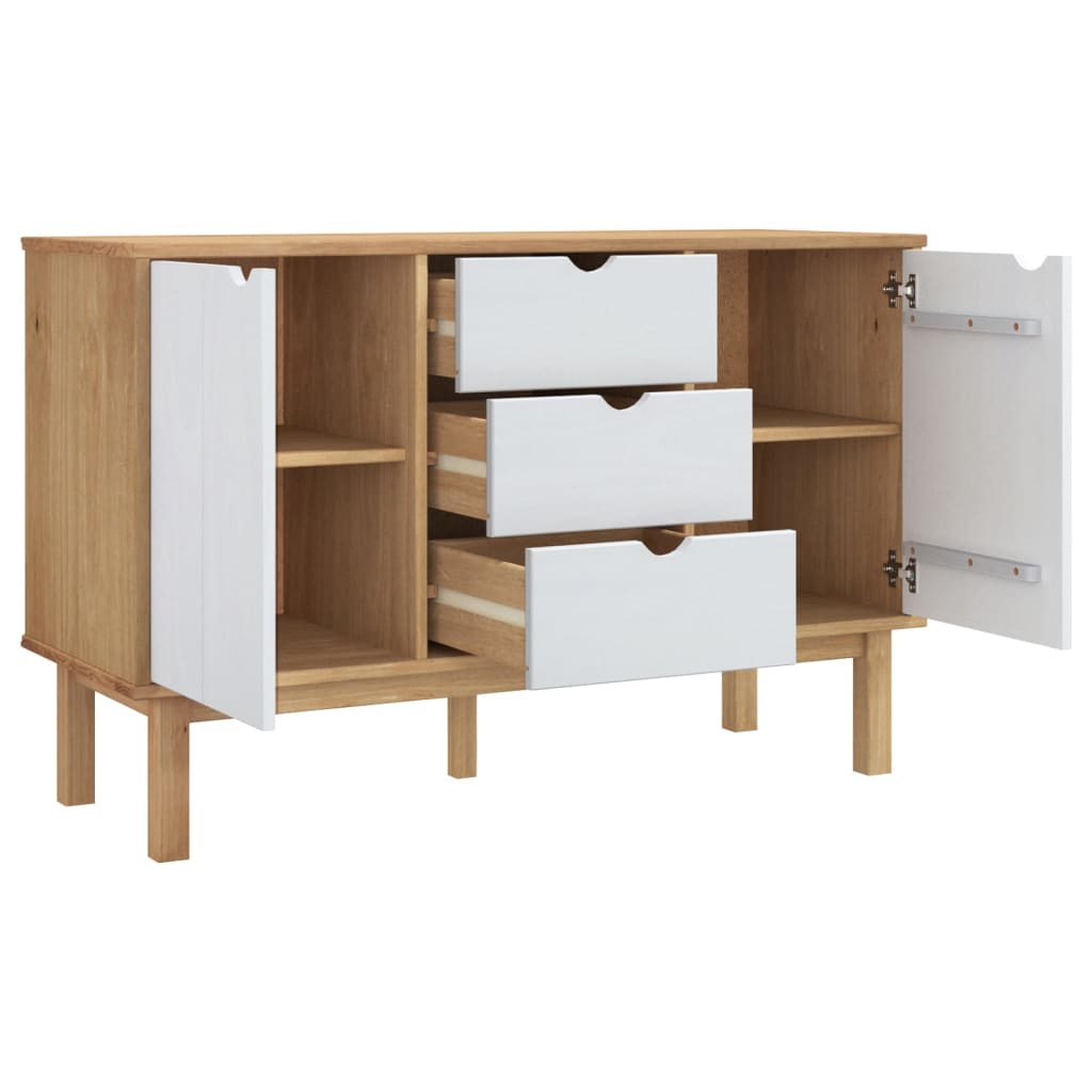 Sideboard OTTA Brown and White 113.5x43x73 cm Solid Wood Pine