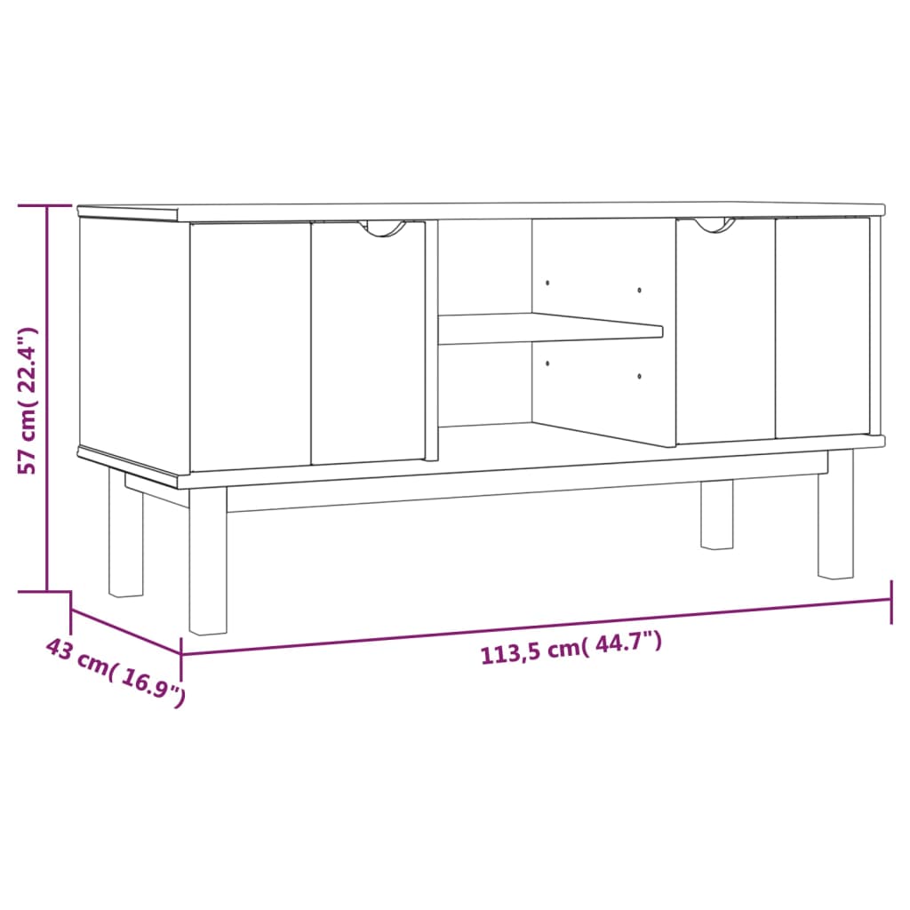 TV Cabinet OTTA Brown and Grey 113.5x43x57 cm Solid Wood Pine