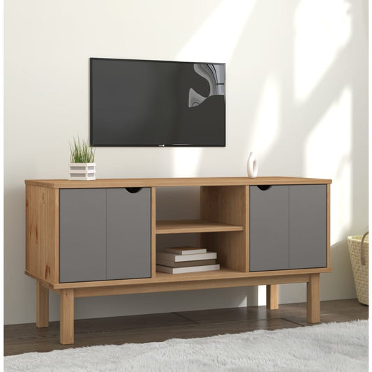 TV Cabinet OTTA Brown and Grey 113.5x43x57 cm Solid Wood Pine